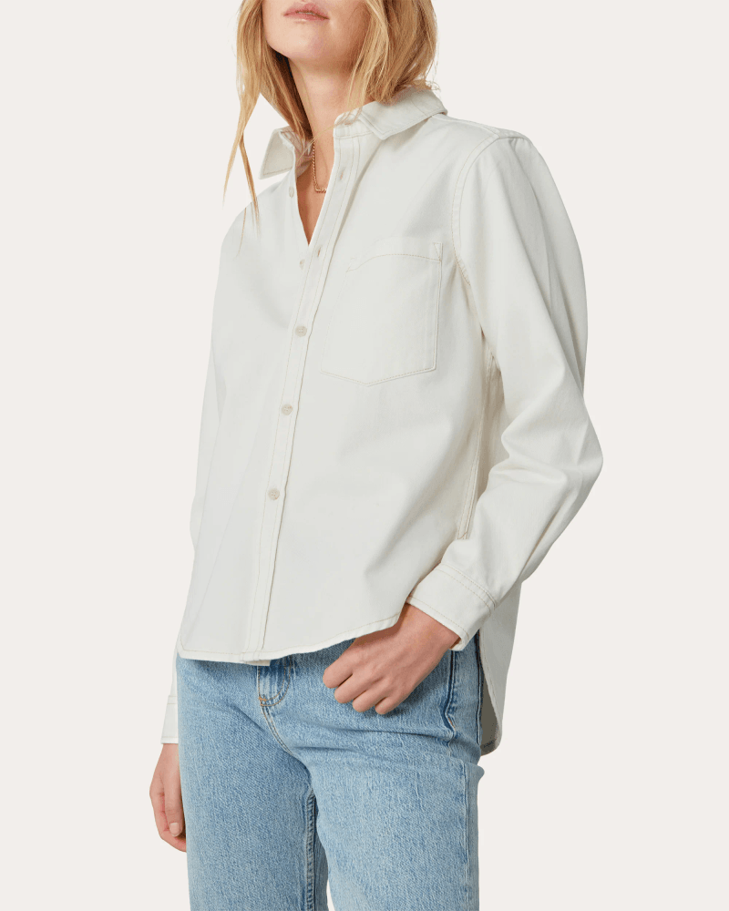 With Nothing Underneath Women's The Classic Denim Shirt in Off-White Cotton/Denim