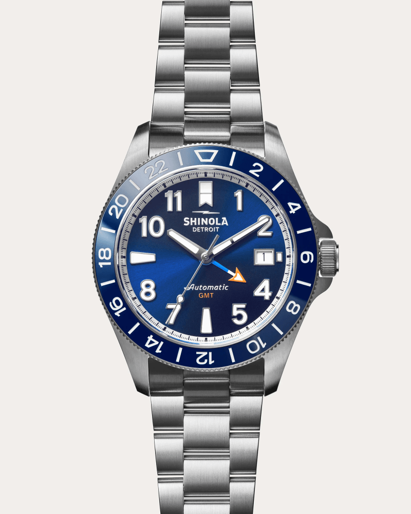 Shinola Men's The Monster GMT Automatic 40mm Stainless Steel Watch Set in Navy