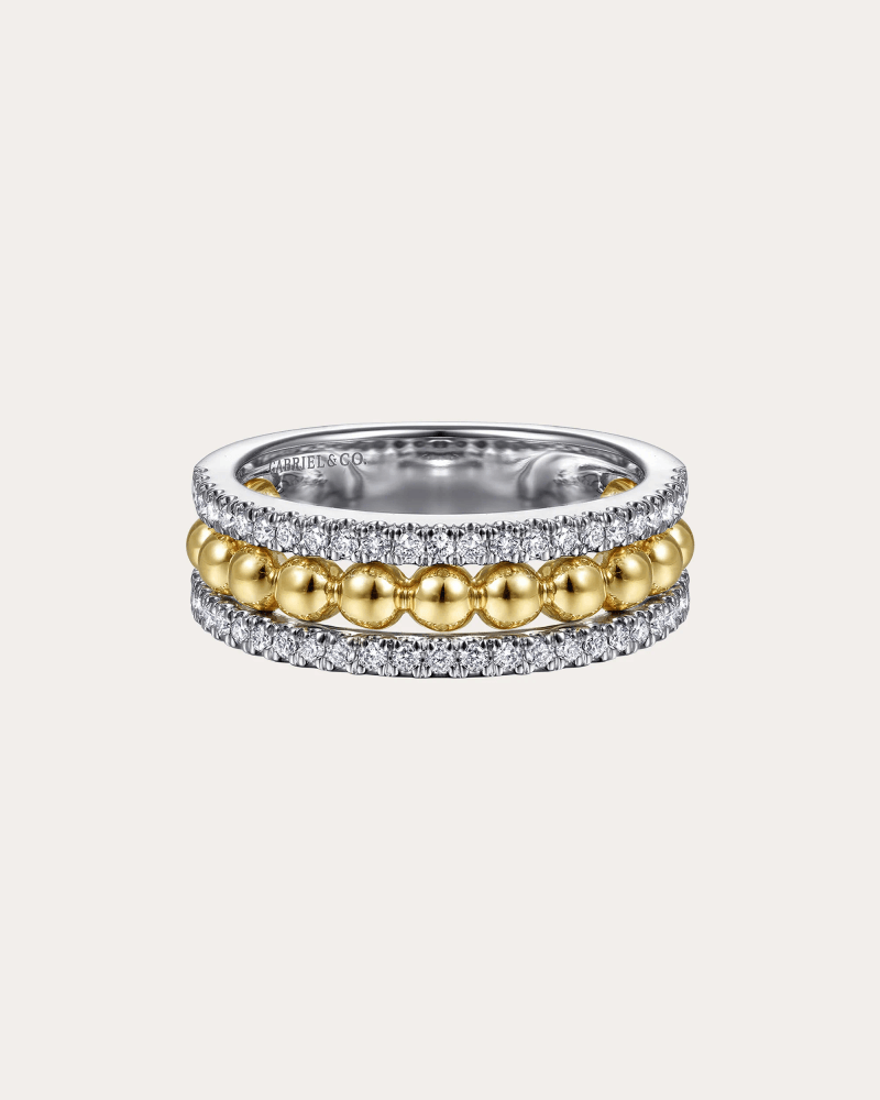 Gabriel & Co. Women's Diamond & Two-Tone Bujukan Wide Band Ring in Yellow 14K Gold