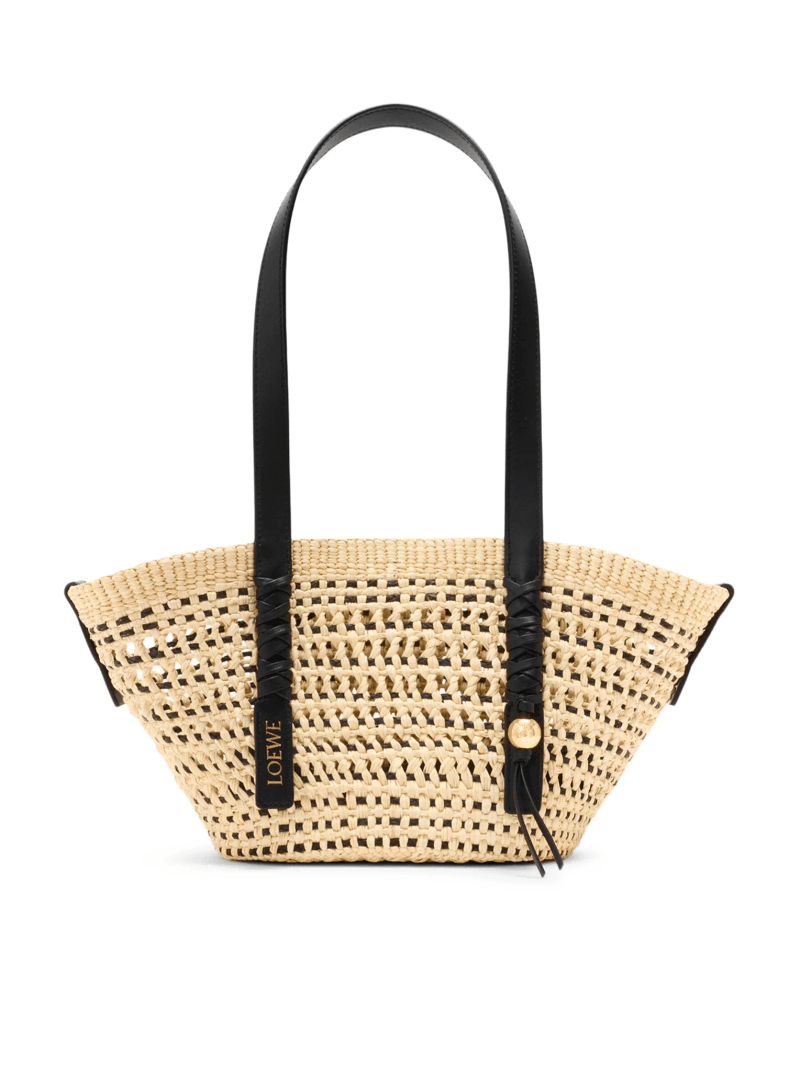 SMALL WOVEN BASKET MADE OF IRACA PALM AND CALFSKIN - Loewe X Paula`s Ibiza - Woman