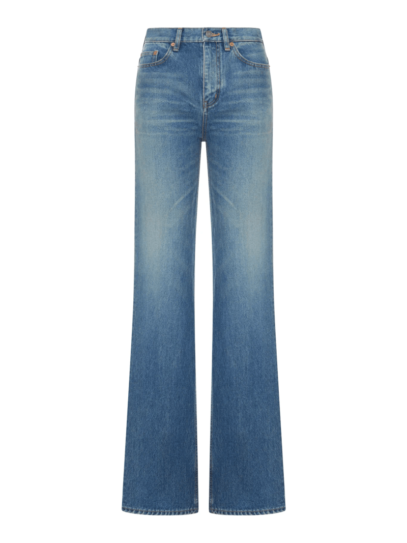 YVES FLARED JEANS IN MIDI BLUE DENIM - Saint Laurent - Woman