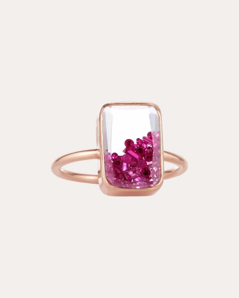 Moritz Glik Women's Ruby & 18k Rose Gold Petite Ten Fourteen Shaker Ring 18K Gold