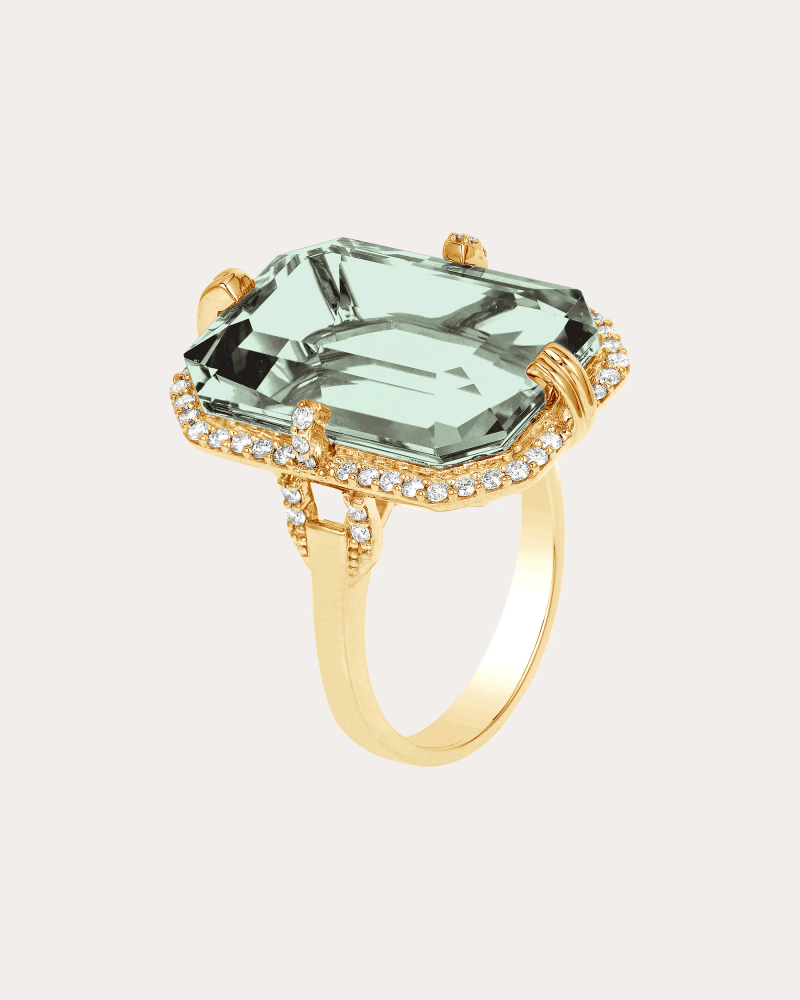 Goshwara Women's Prasiolite & Diamond Gossip Ring in Green 18K Gold