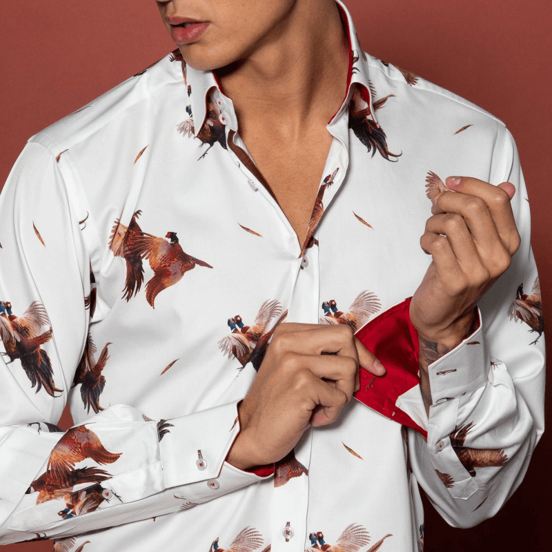 COURTSHIP PHEASANTS PRINT SHIRT
