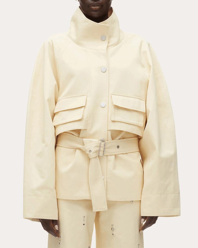 3.1 Phillip Lim Women's Twill Exaggerated Belted Utility Coat in Neutral Cotton/Viscose