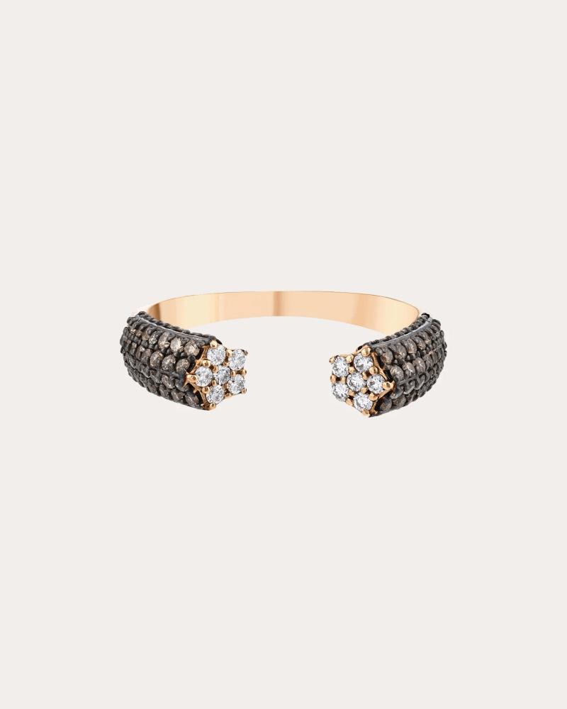 Bee Goddess Women's Cognac Diamond Sirius Star Ring in Mixed, Rose Gold 14K Gold