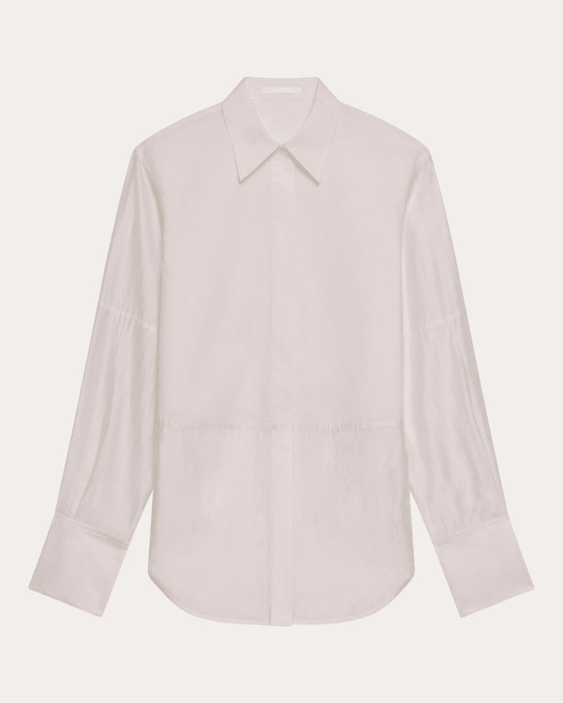 Helmut Lang Women's Cotton Poplin Voile Combo Button-Up Top in White