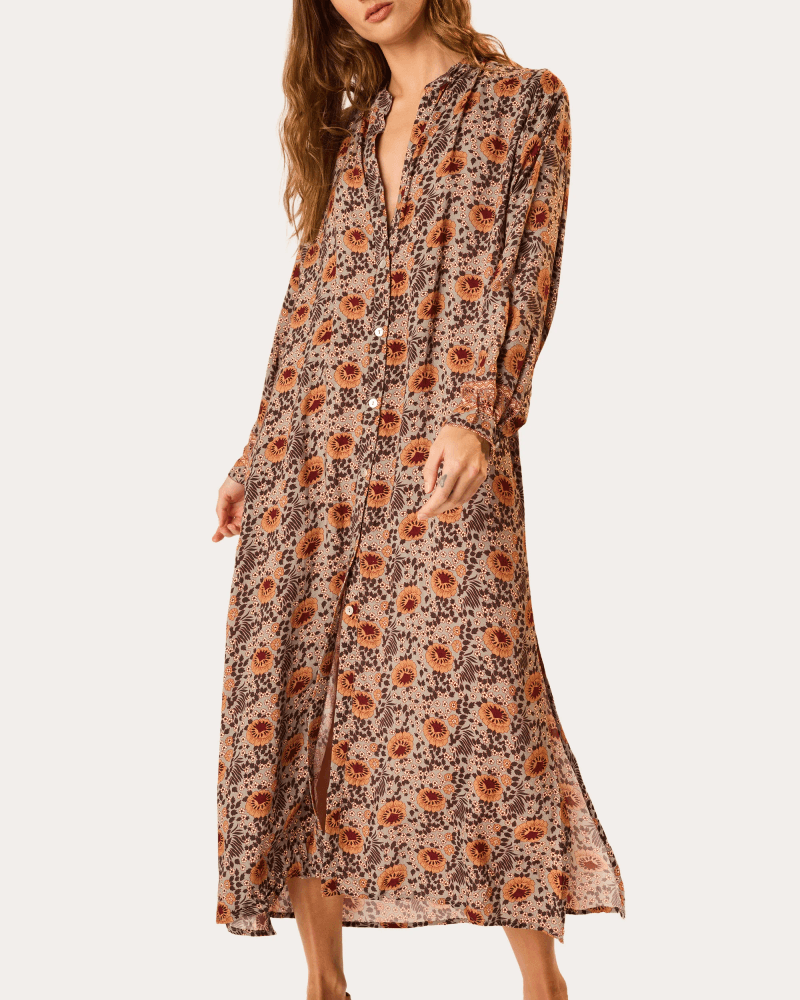 Natalie Martin Women's MB Floral Button-Front Midi Dress Rayon