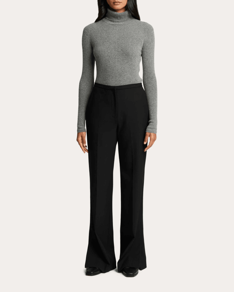 Argent Women's Prince Heavy Wool Twill Creased Trousers in Black Wool/Viscose/Elastane