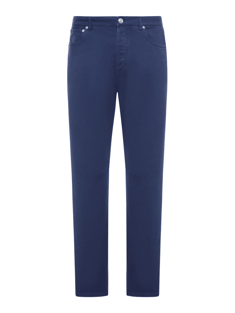 FIVE-POCKET GARMENT-DYED DENIM TROUSERS - Brunello Cucinelli - Man
