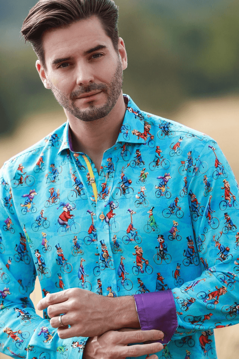 AQUA CIRCUS PARADE TENCEL PRINT SHIRT
