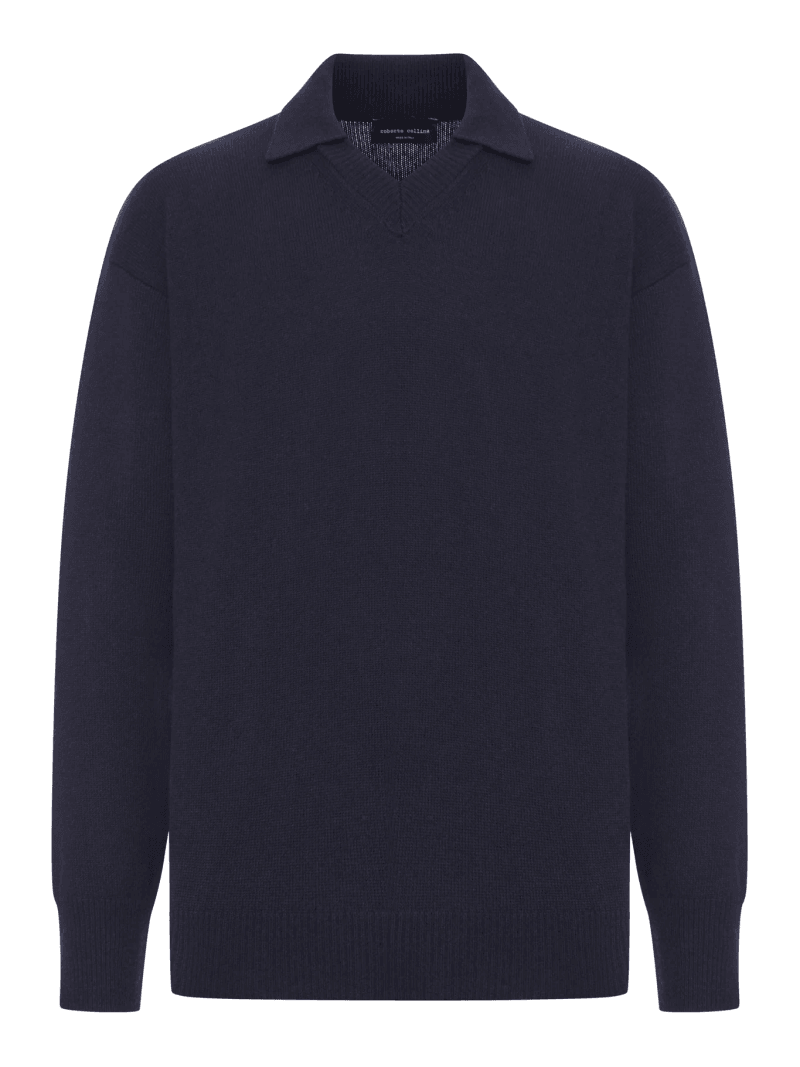V-NECK WOOL POLO SHIRT - Roberto Collina - Man