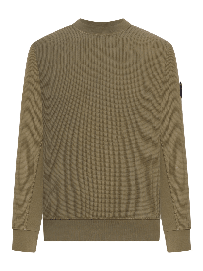 CREW NECK SWEATSHIRT IN ORGANIC COTTON WITH HONEYCOMB WORKMANSHIP - Stone Island - Man