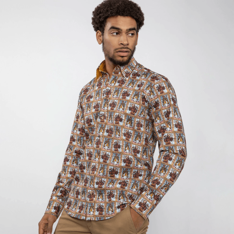 STAINED GLASS SAINTS PRINT SHIRT