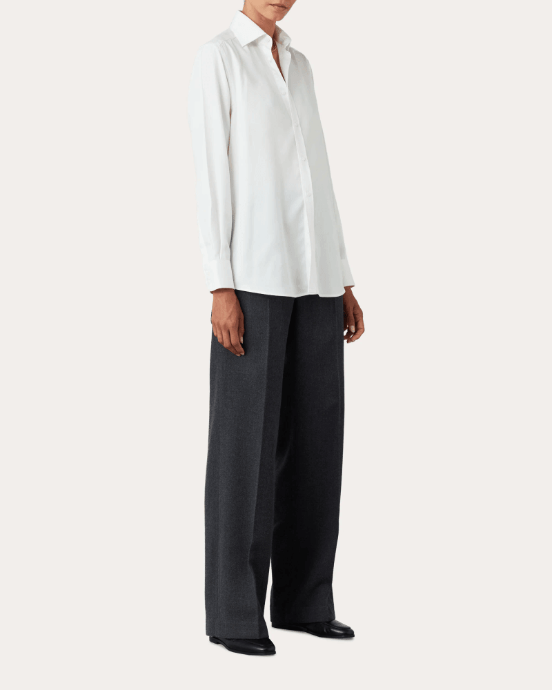 With Nothing Underneath Women's The Boyfriend Tencel Shirt in White