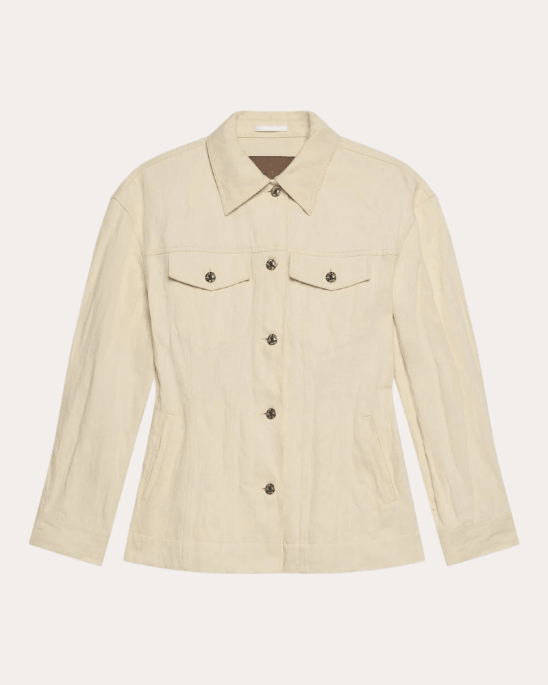 Helmut Lang Women's Crushed Metallic Twill Trucker Jacket in Neutral Cotton