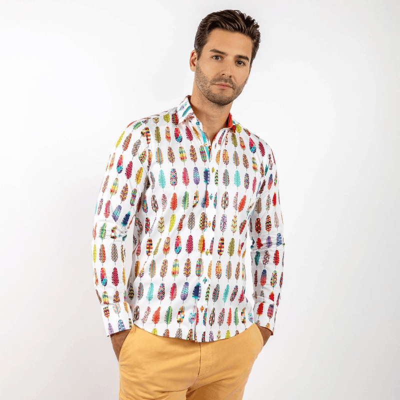 ABSTRACT PRINTED FEATHERS PRINT SHIRT