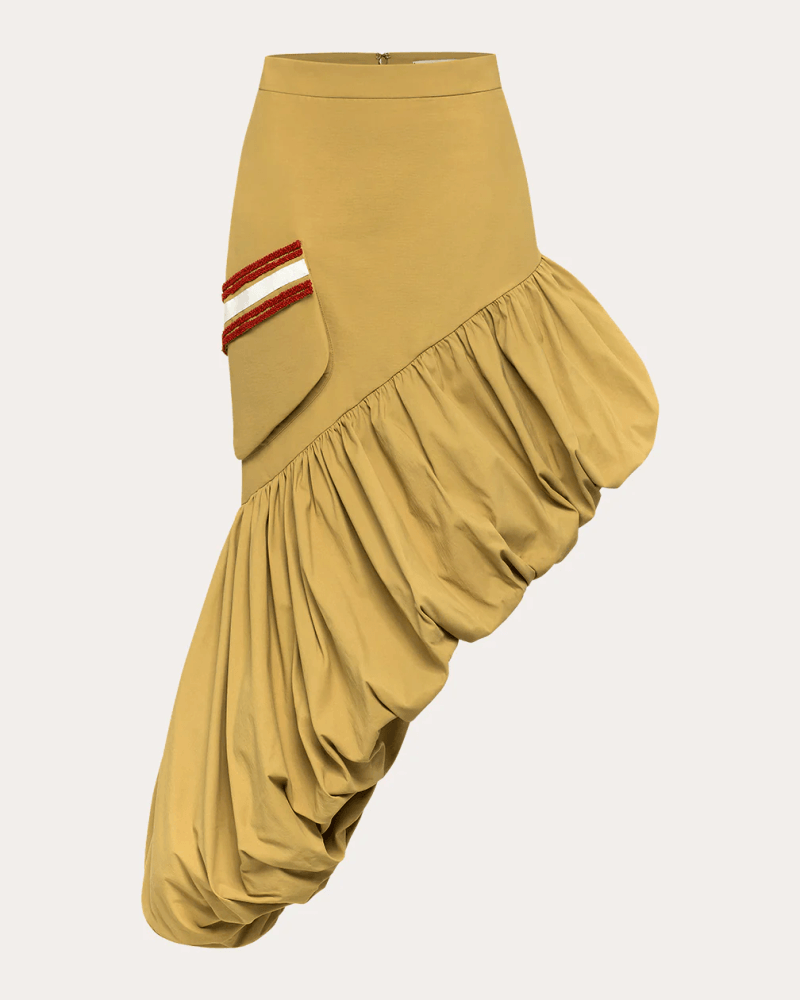 Hellessy Women's Ren Asymmetric Bubble-Hem Skirt in Neutral Cotton/Nylon