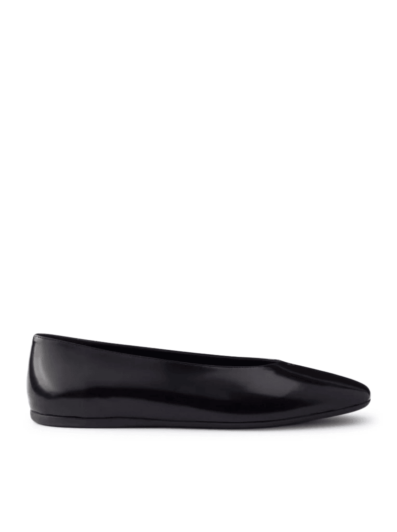 BRUSHED LEATHER BALLERINAS - Prada - Woman
