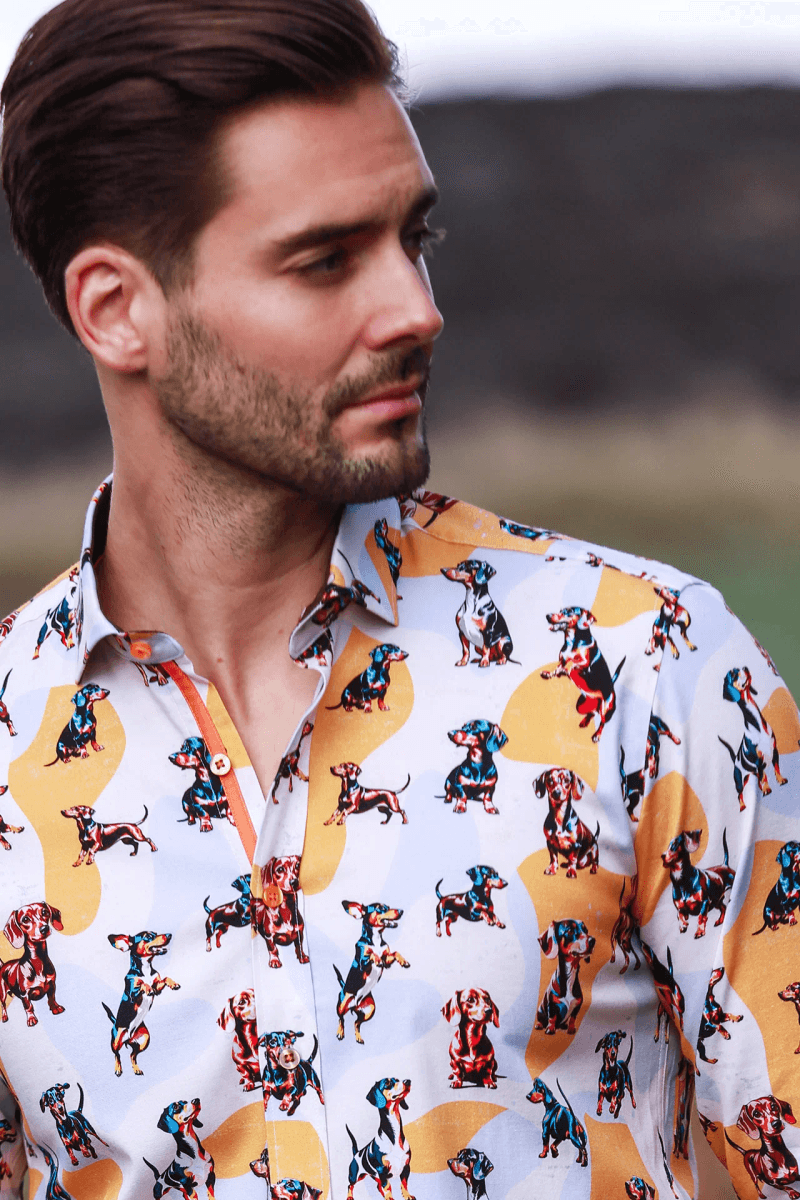 DACHSHUND PRINT SAUSAGE DOG TENCEL SHIRT