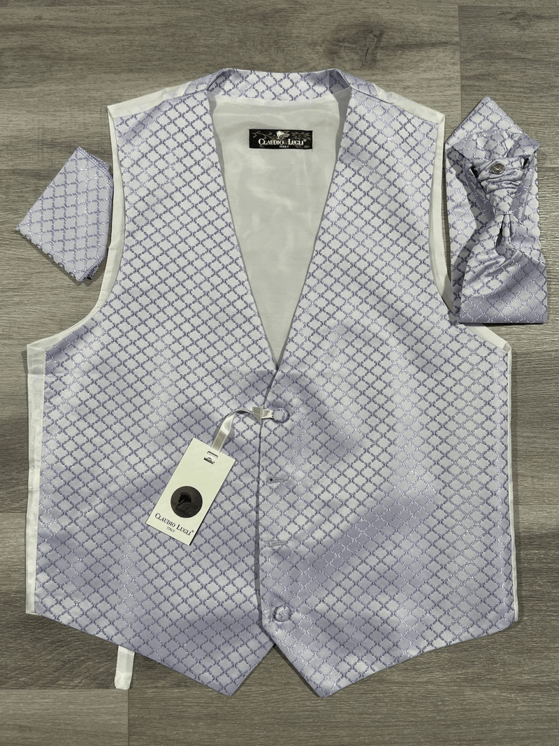 SQUARES WAISTCOAT, CRAVAT AND HANDKERCHIEF SET