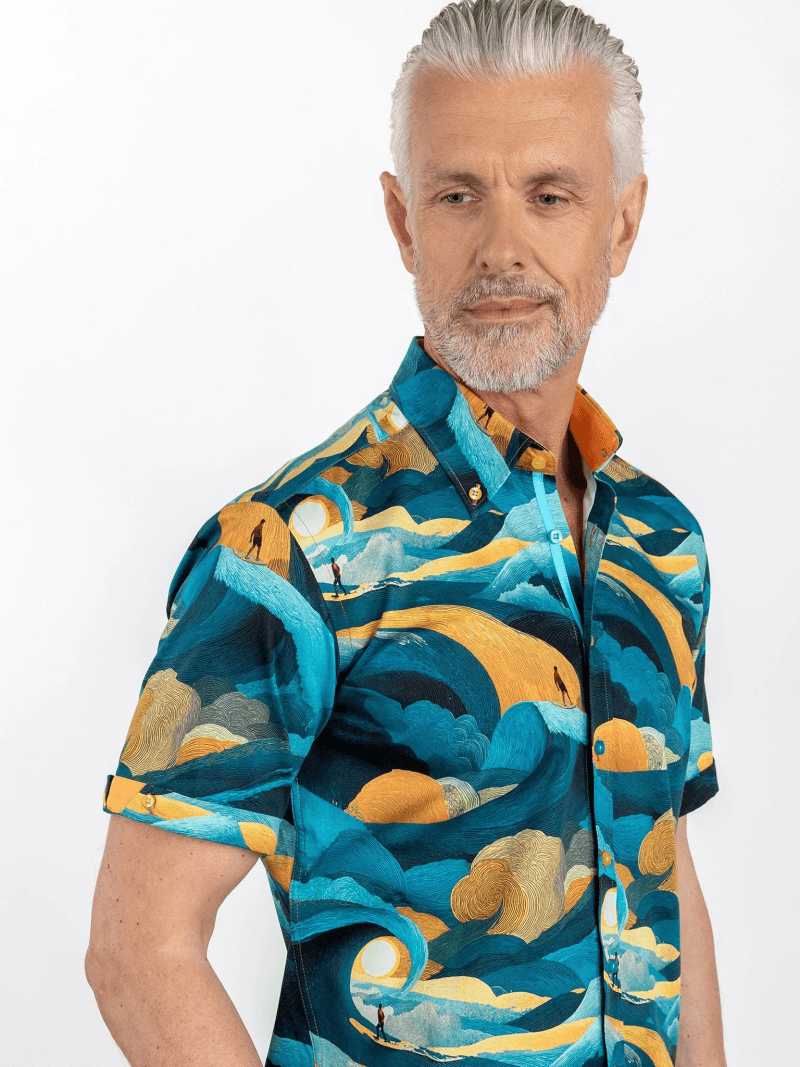 THE CELESTIAL WAVE SURFER PRINT SHIRT