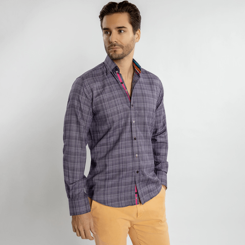 CLASSIC BRUSH COTTON SHIRT WITH MULTICOLOURED STRIPE INSERT
