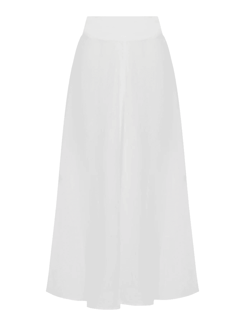 LONG LINEN FLOWER SKIRT WITH WAISTBAND - 120% Lino - Woman