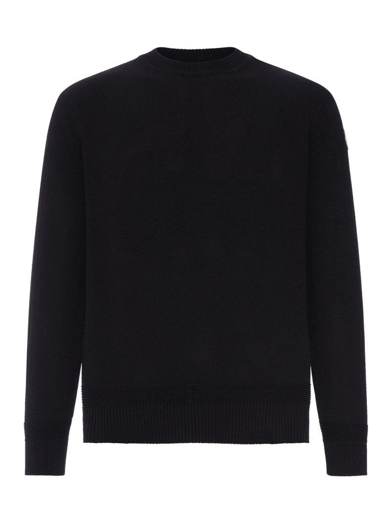COTTON SWEATER WITH LOGO PATCH - Moncler - Man