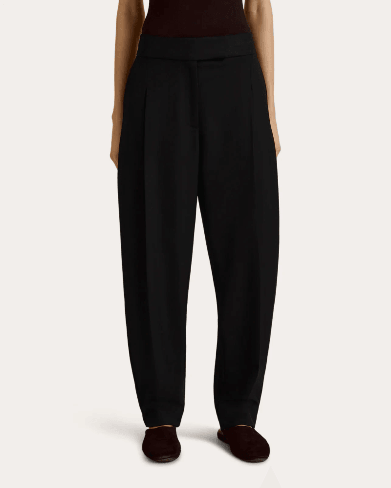 Marina Moscone Women's Tailored Wool Cocoon Trousers in Black