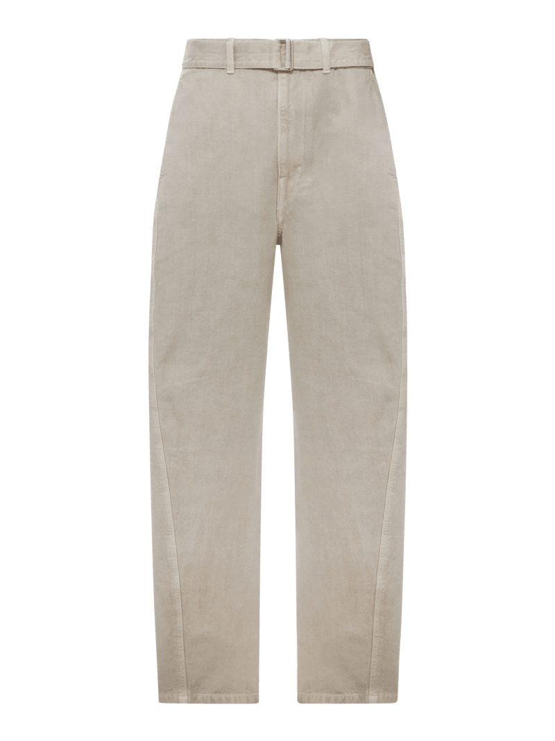 TWISTED COTTON TWILL TROUSERS WITH BELT - Lemaire - Man