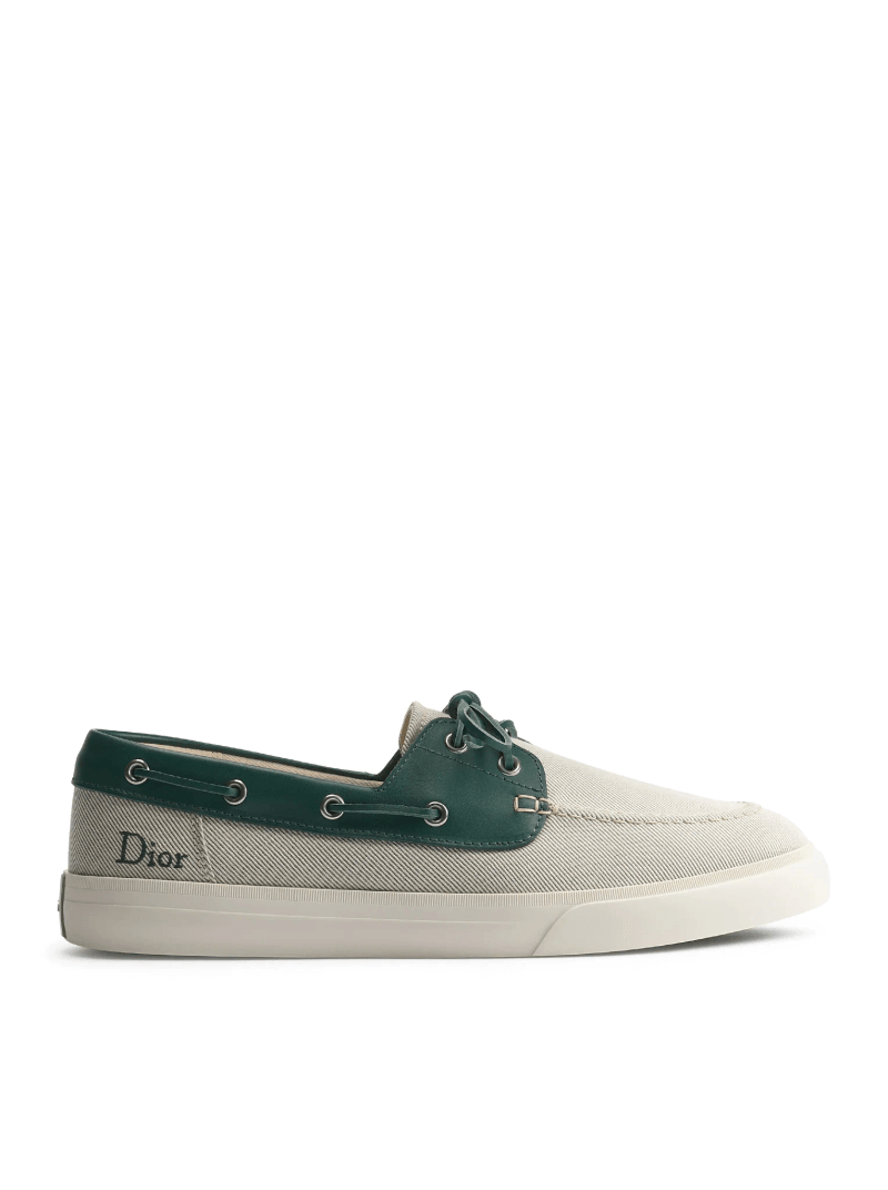 DIORIVIERA CHESTER BOAT SHOES IN COTTON CANVAS AND CALFSKIN - Christian Dior - Man