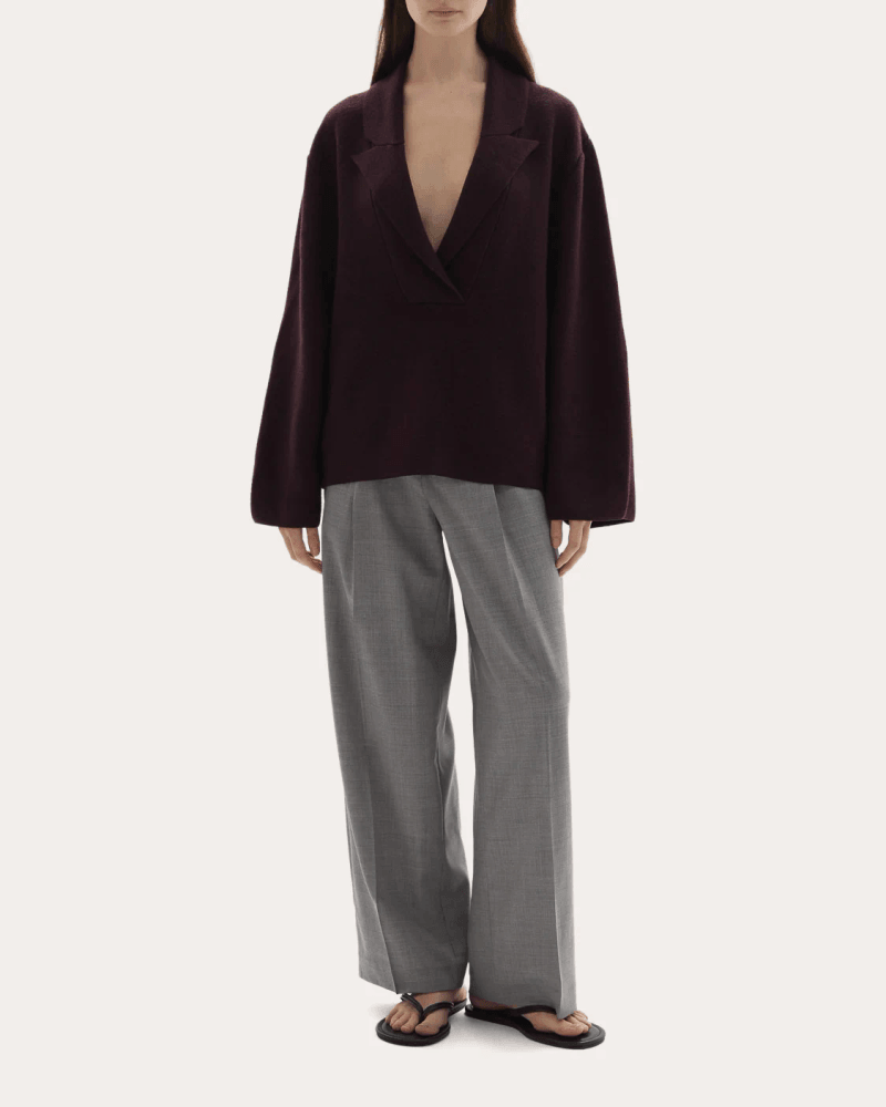 JOAEN Women's Thea Wool Knit Blazer Sweater in Purple