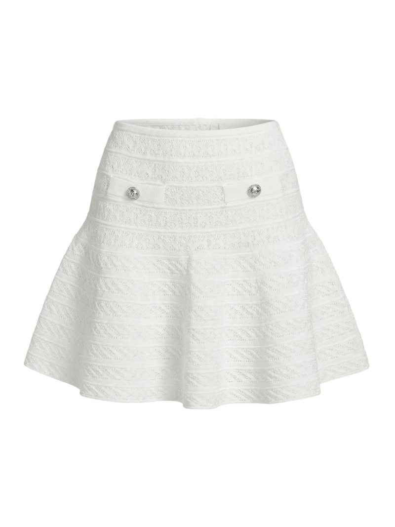 WHITE POINTELLE KNIT MINI SKIRT - Self-portrait - Woman