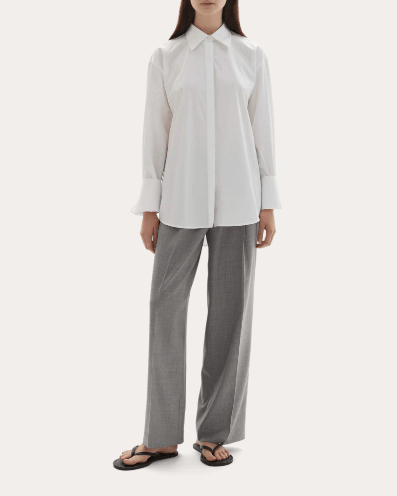 JOAEN Women's Lowell Italian Cotton Button-Up Top in White