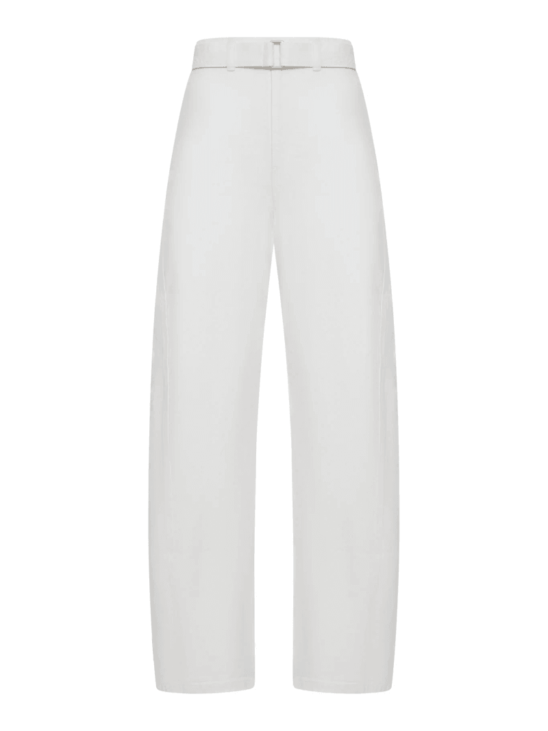 BLEACHED HEAVY DENIM TROUSERS WITH BELT - Lemaire - Woman
