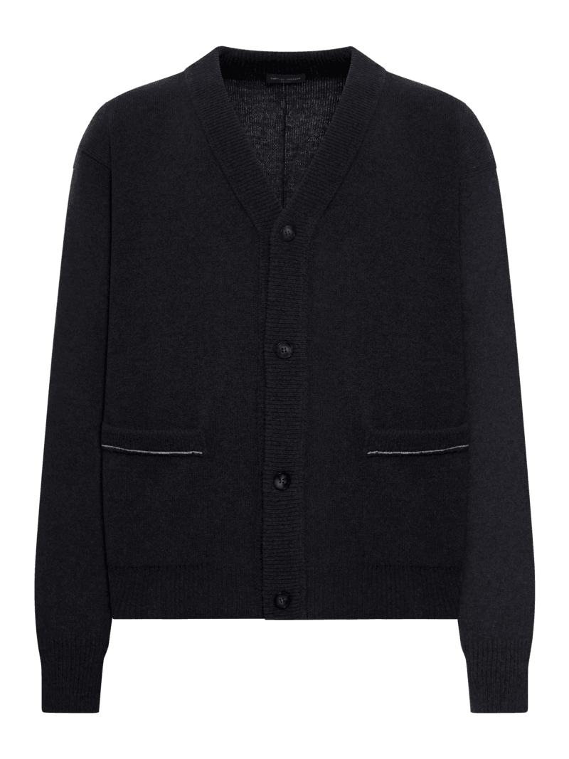 WOOL CARDIGAN WITH CONTRAST STITCHING - Roberto Collina - Man