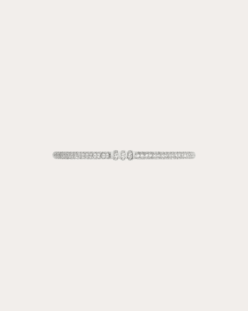 STATEMENT Paris Women's Diamond & 18k White Gold Reptile Bangle in Silver 18K Gold