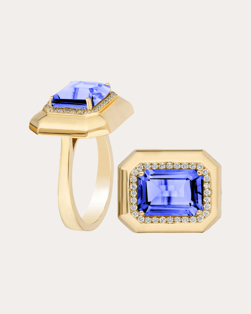 Goshwara Women's Tanzanite & Diamond 18k Gold Limited Edition Ring in Blue And Yellow Gold