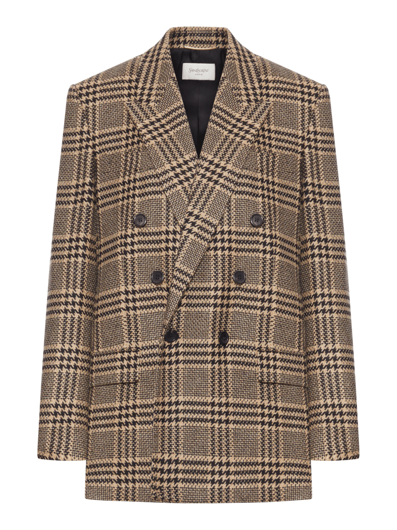 PRINCE OF WALES SILK AND CASHMERE JACKET - Saint Laurent - Woman