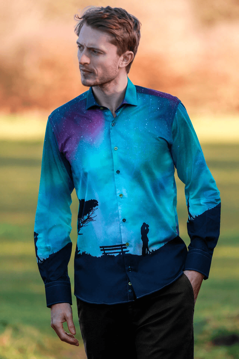 NORTHERN LIGHTS EVOLUTIONARY PLACEMENT PRINT SHIRT