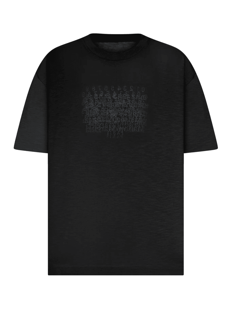 COTTON T-SHIRT WITH TONE-ON-TONE LETTERING PRINT - Maison Margiela - Man