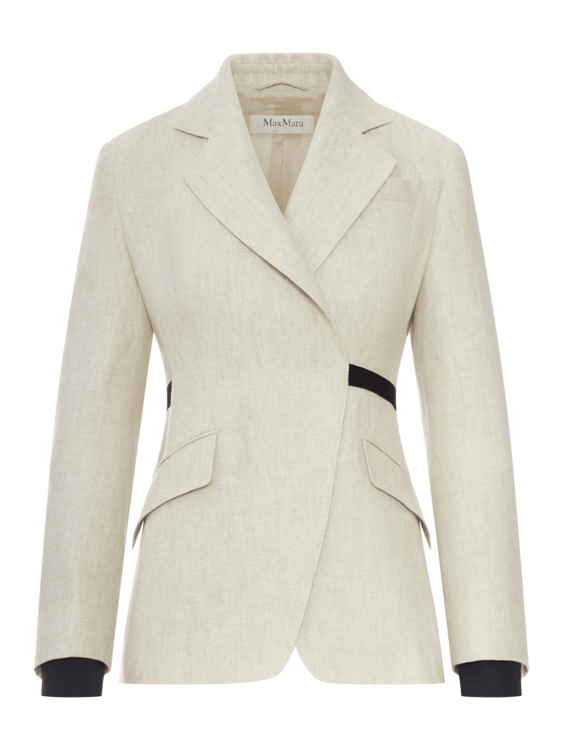 DOUBLE-BREASTED LINEN DRILL BLAZER - Max Mara - Woman