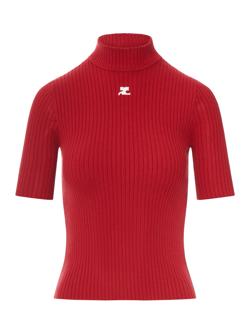 REEDITION SHORT SLEEVES RIB KNIT SWEATER - Courreges - Woman
