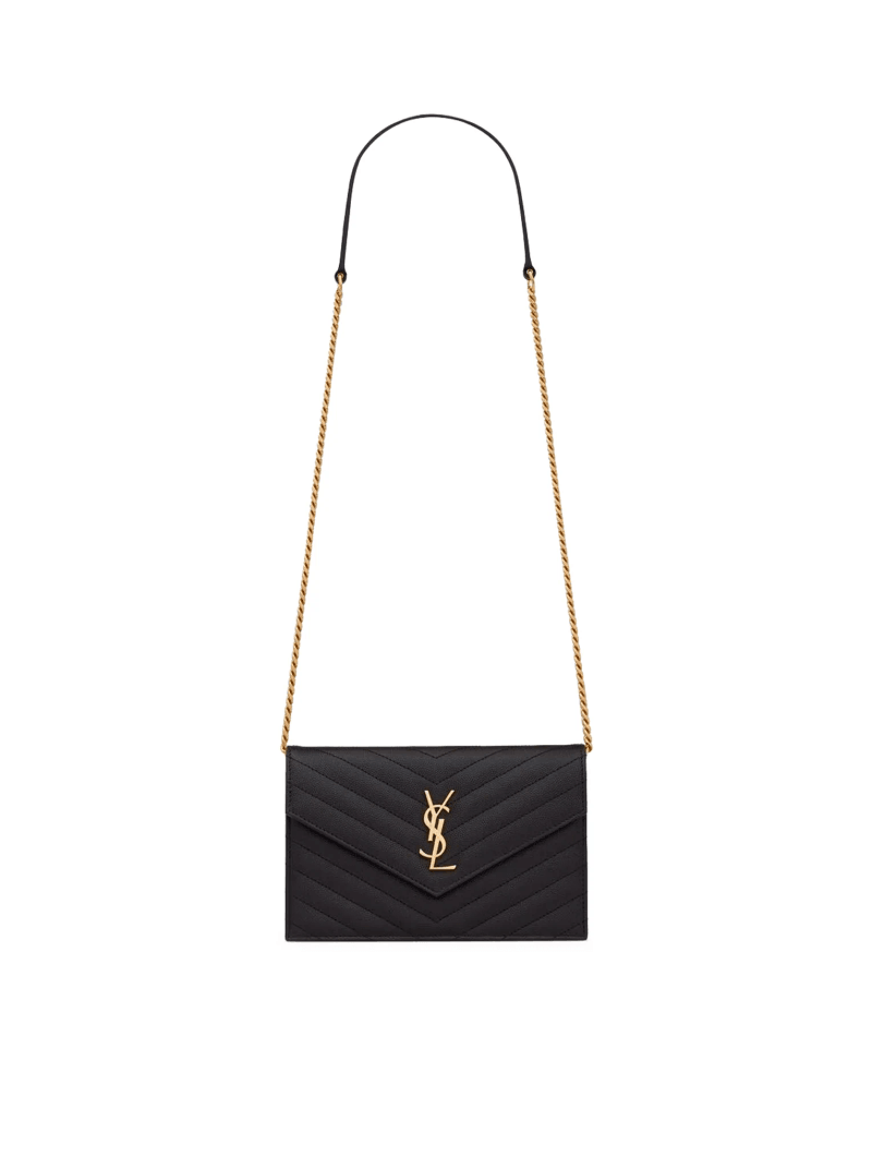 CLASSIC CASSANDRE CHAIN ENVELOPE CLUTCH IN GRAIN DE POUDRE LEATHER - Saint Laurent - Woman