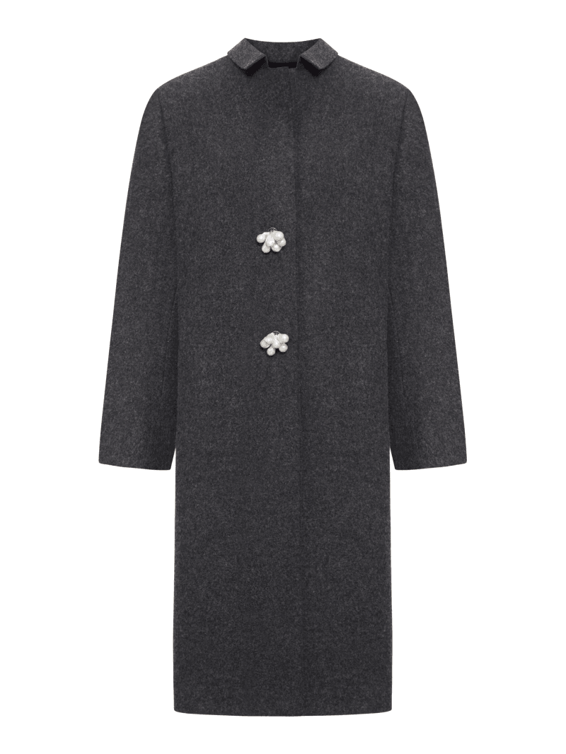 SHETLAND WOOL COAT WITH JEWEL BUTTONS - Prada - Woman
