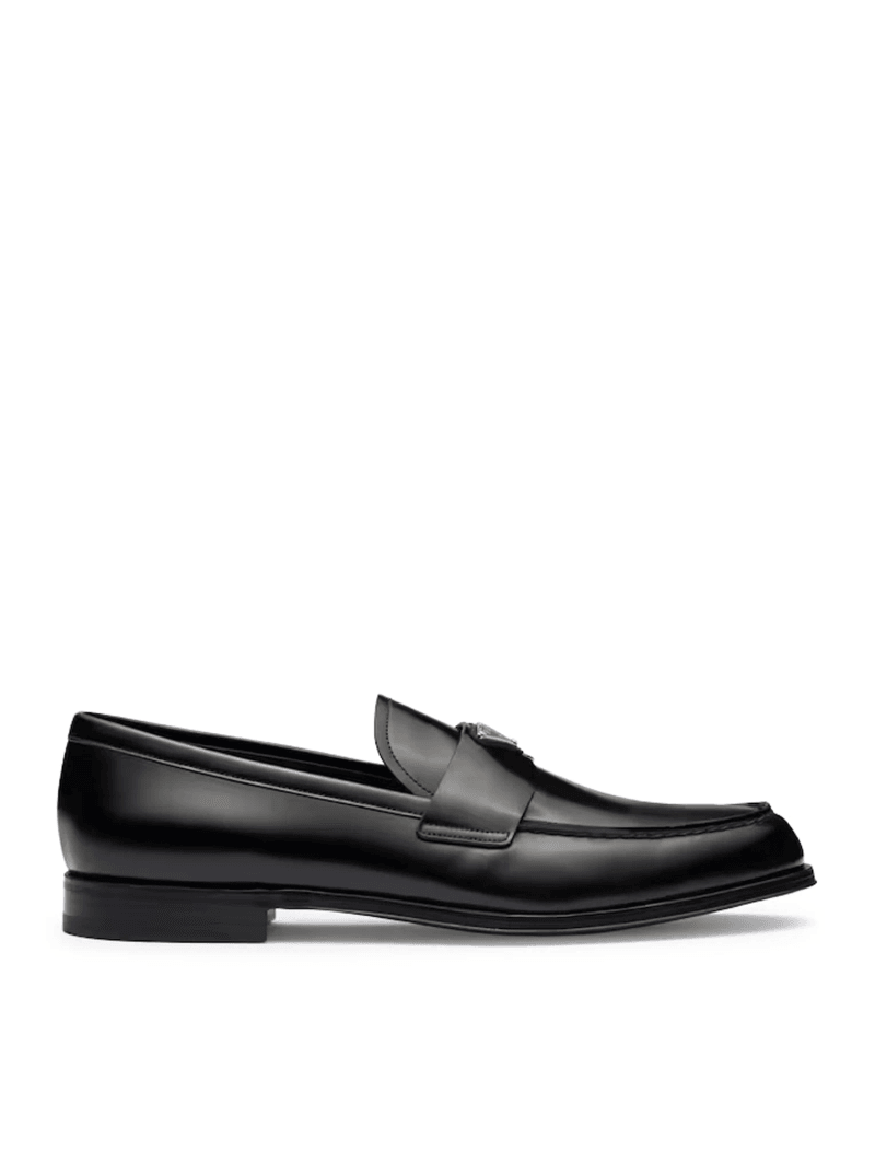 BRUSHED LEATHER LOAFERS - Prada - Man