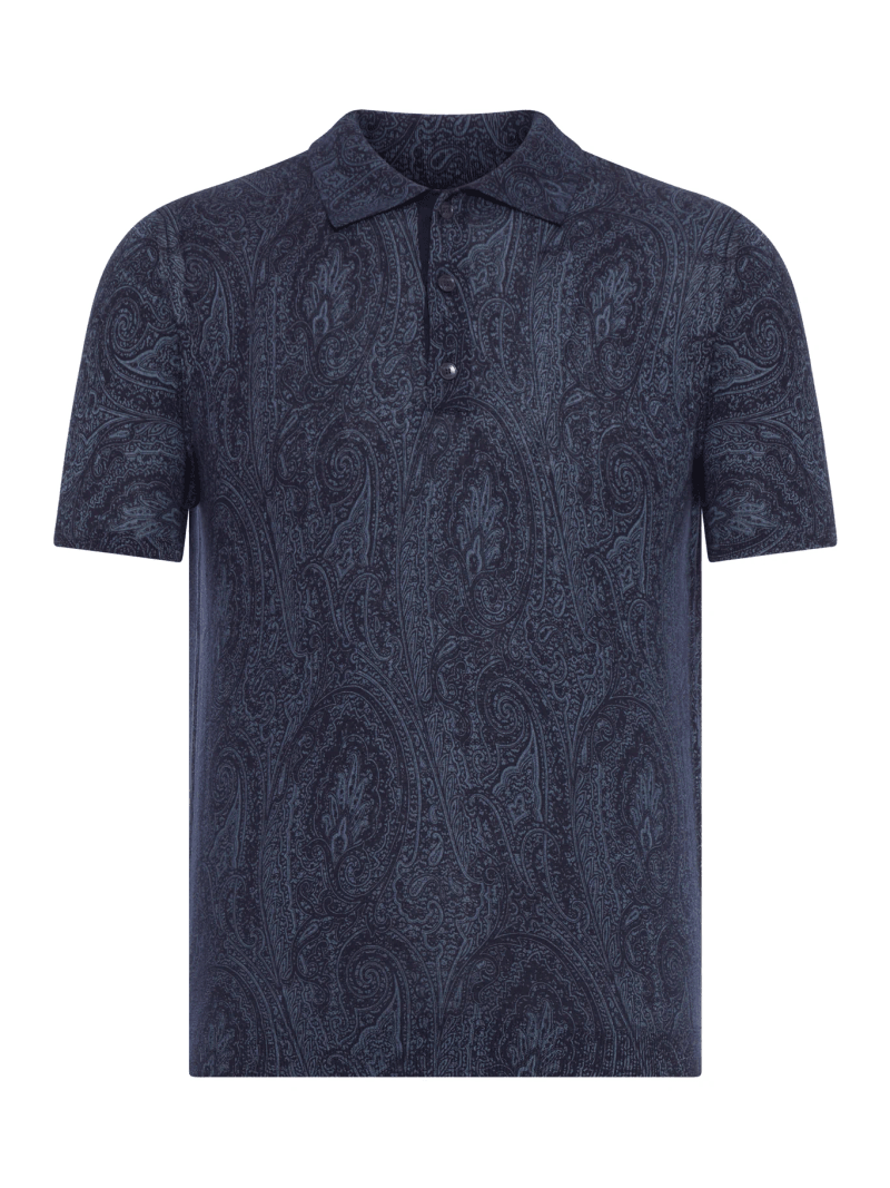 COTTON BLEND POLO SHIRT WITH FLORAL PAISLEY PATTERN - Etro - Man