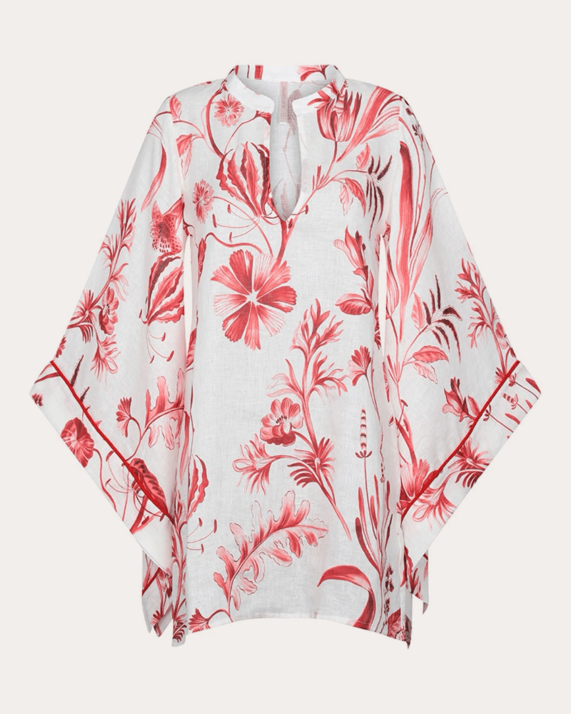 Aguaclara Women's La Vie Rouge Linen Kaftan Mini Dress in Red