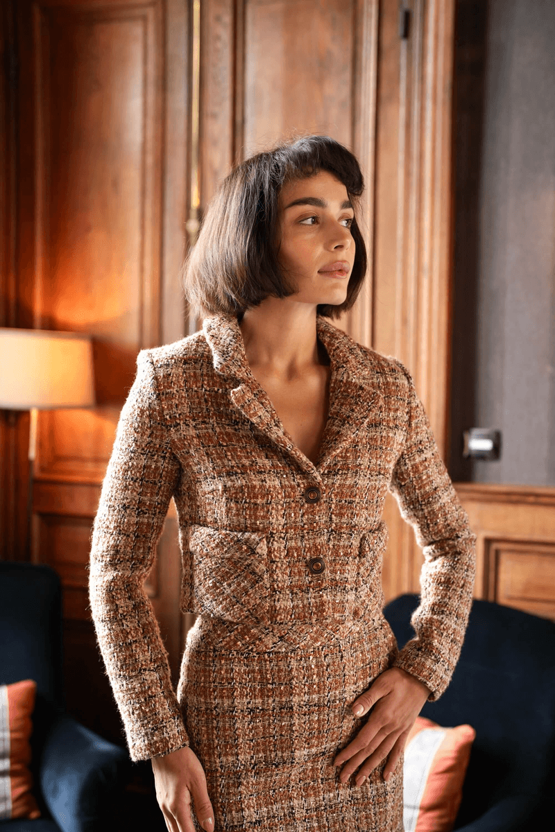 Gaâla Paris Ensemble deux pièces veste à manches longues et jupe midi Madina